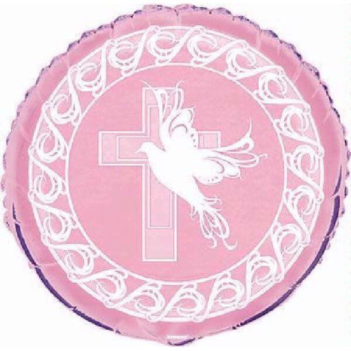 Picture of DOVE CROSS PINK FOIL BALLOON - 18INCH